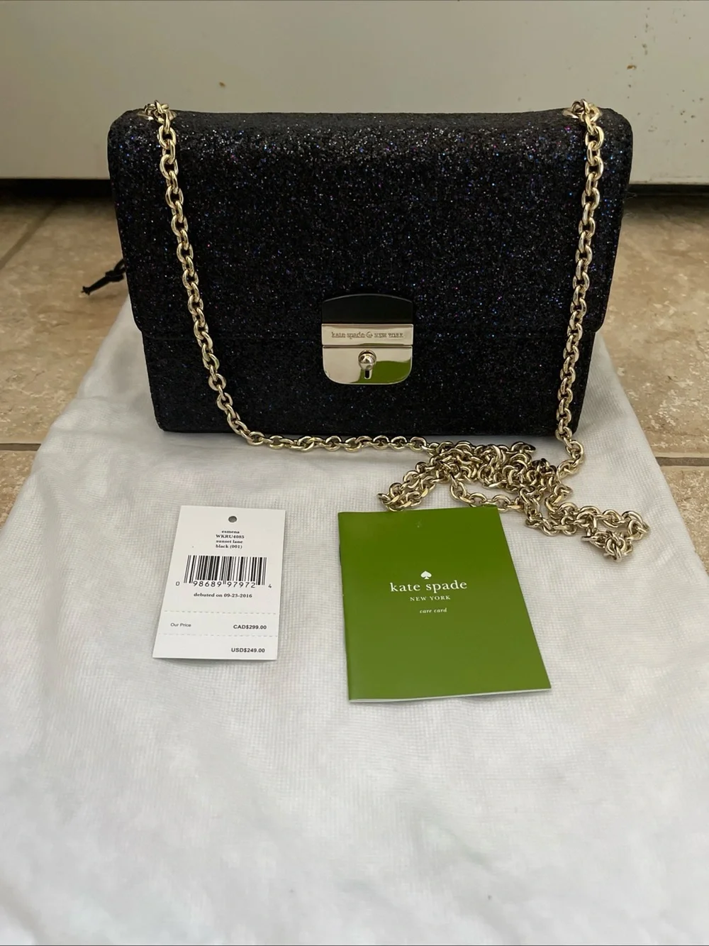 Kate Spade Sunset Lane Eden Glitter Crossbody Bag ✨ Black EUC